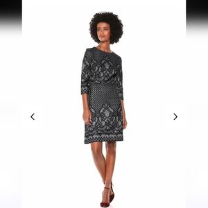 Gabby Skye Black and Gray Patterned Dress